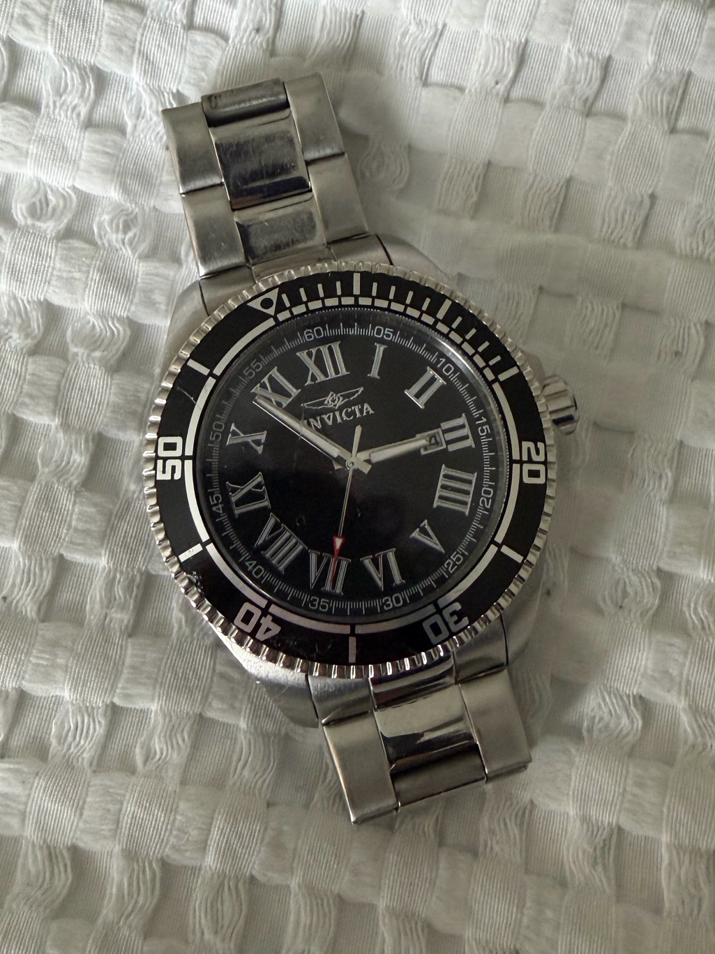 Invicta Stainless Steel Black Dial Watch